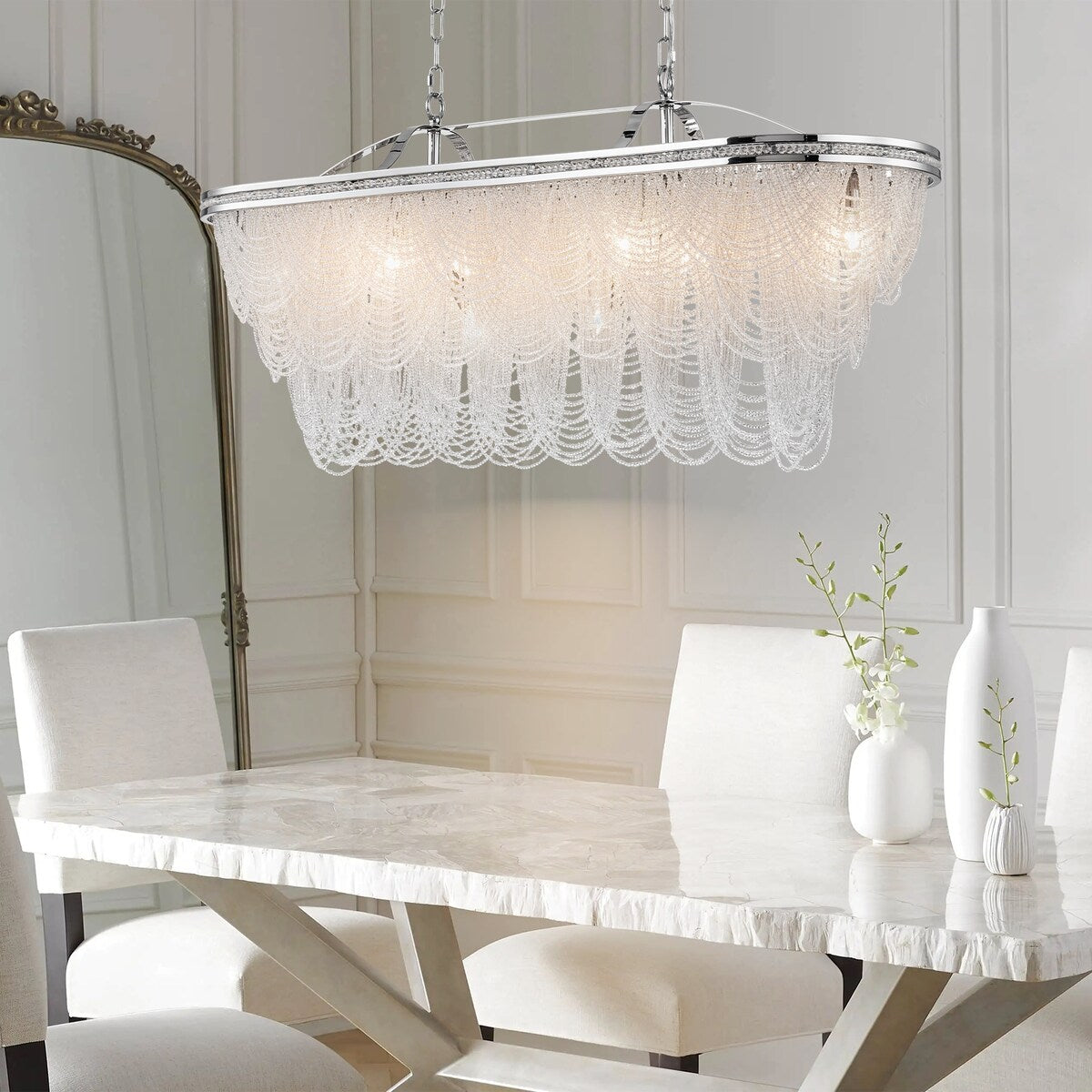 8/ 10-Light Modern Glam Large 3-Tiered Beaded Crystal Chandelier for Living Room