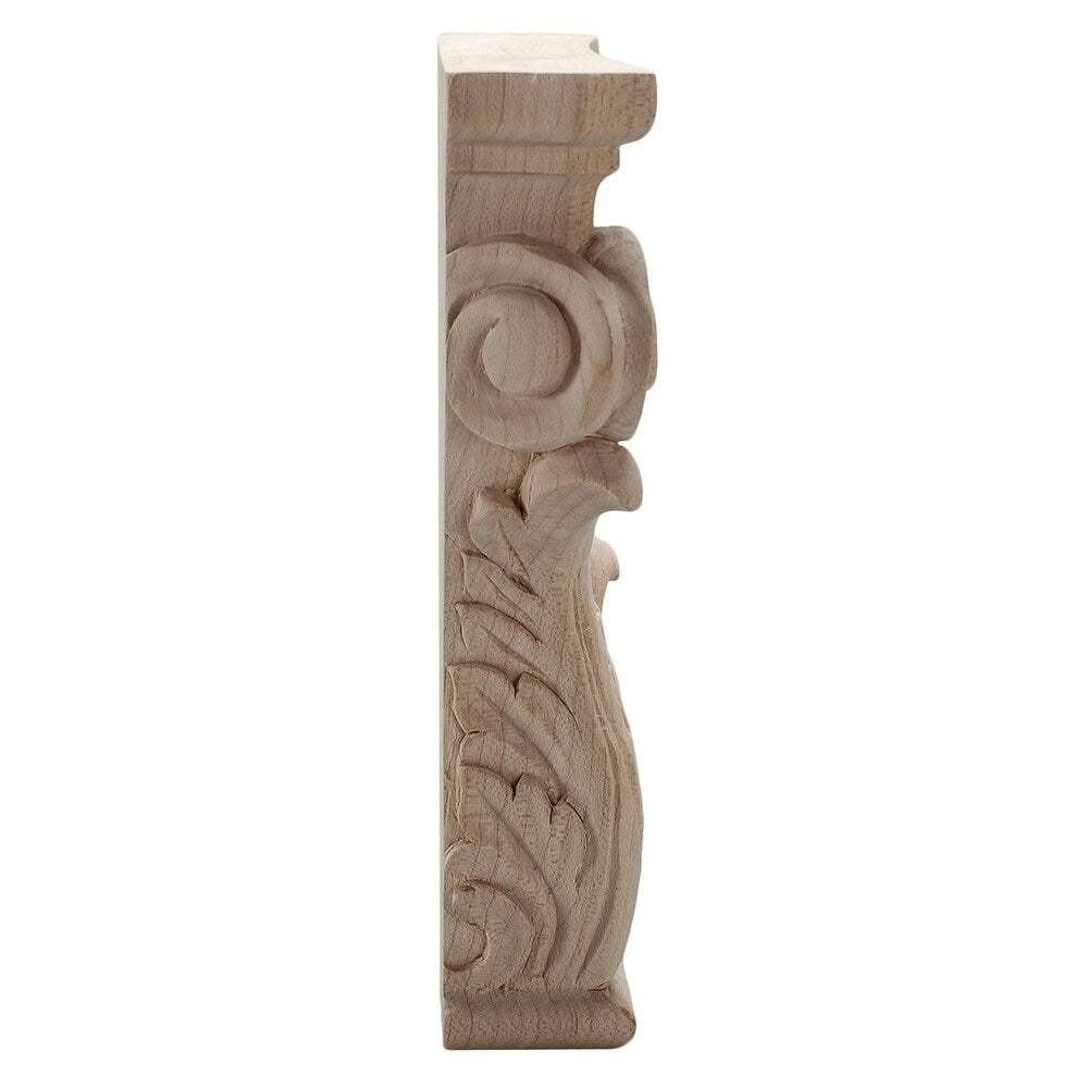8-1/8 in. x 8-1/8 in. x 1-5/8 in. Unfinished Hand Carved North American Alder Acanthus Wood Onlay Capital Wood Applique