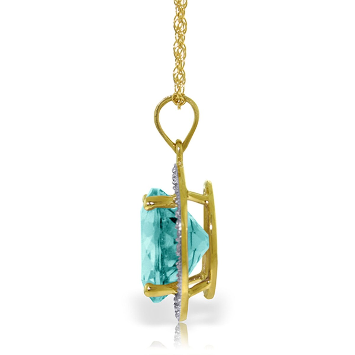 8 Carat 14K Solid Gold Natural Diamond Blue Topaz Gemstone Necklace