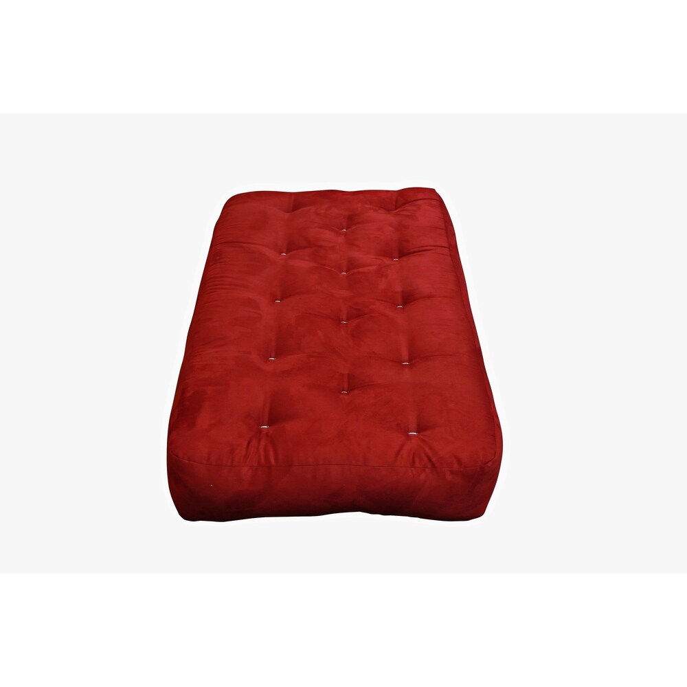 8" Double Foam & Cotton Chair Burgundy Microfiber Futon Mattress