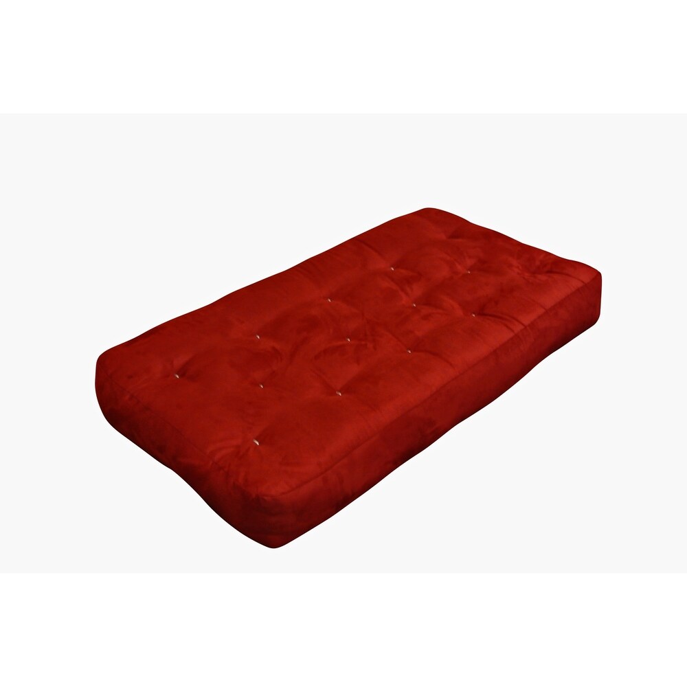 8" Double Foam & Cotton Chair Burgundy Microfiber Futon Mattress