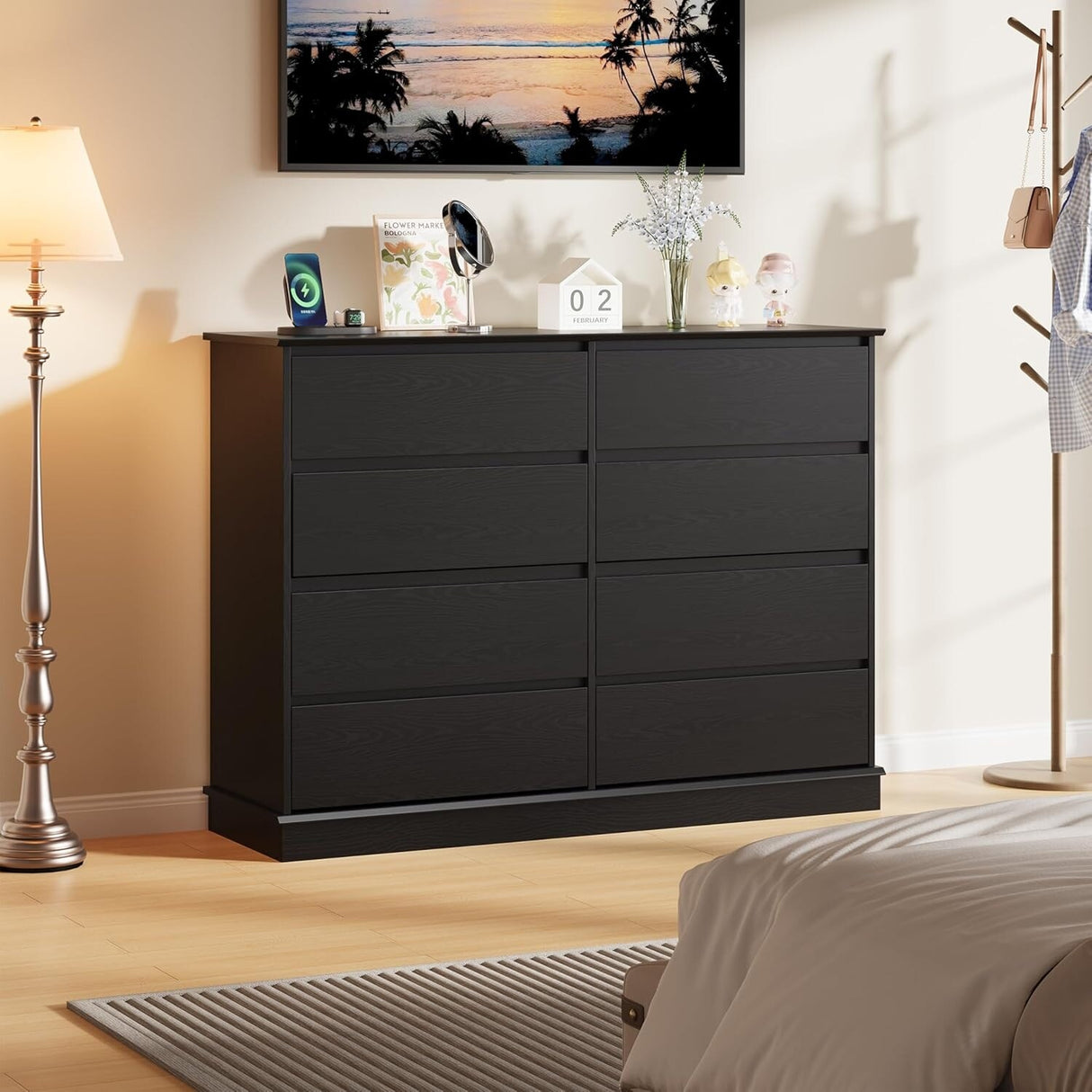 8 Drawer Dresser for Bedroom, Wide Wooden Chest of Drawers with Wide Top for Closet