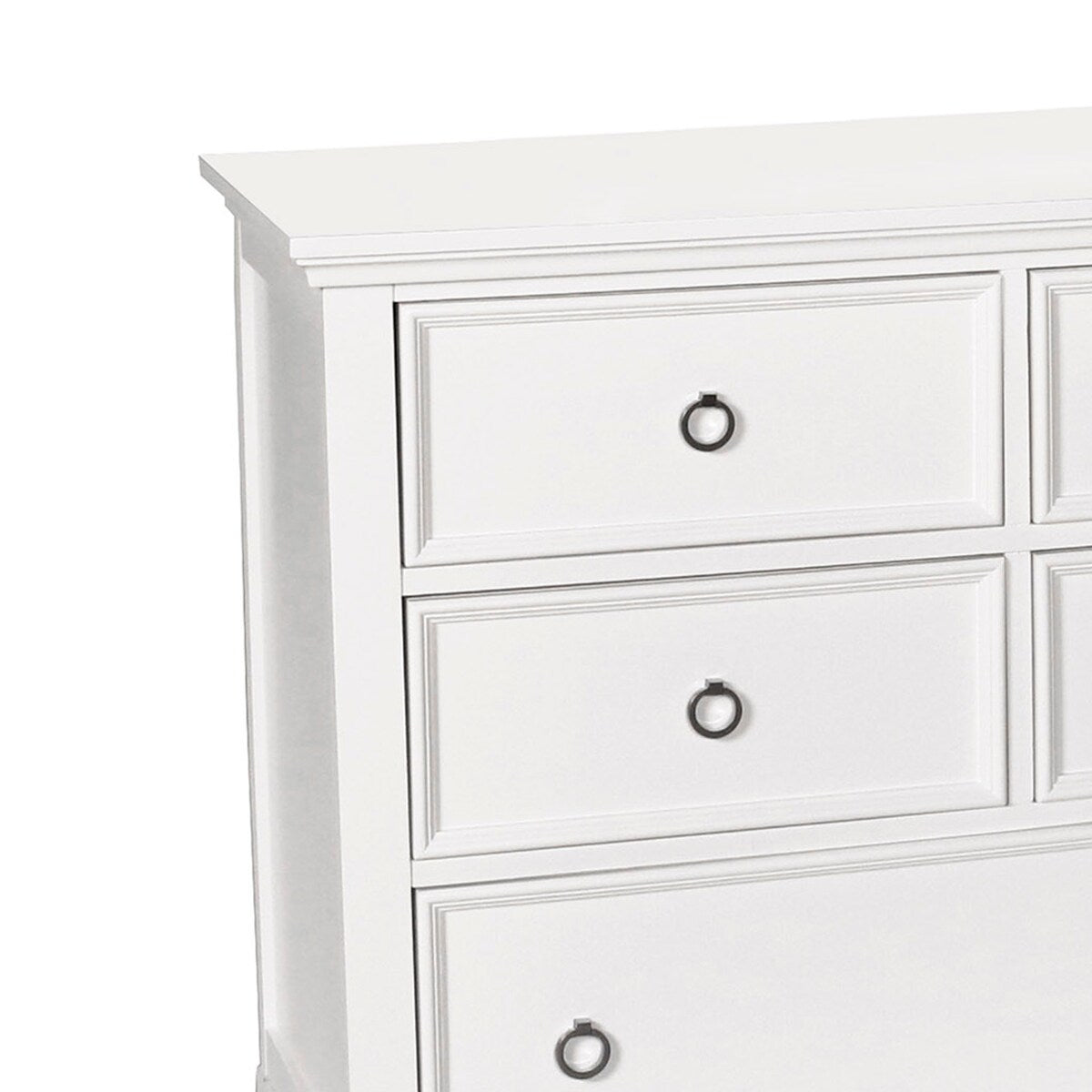 8 Drawer Wooden Dresser with Ring Pulls and Tapered Feet, White