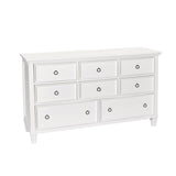8 Drawer Wooden Dresser with Ring Pulls and Tapered Feet, White