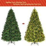8 Feet Artificial Christmas Tree with LED Lights and Pine Cones