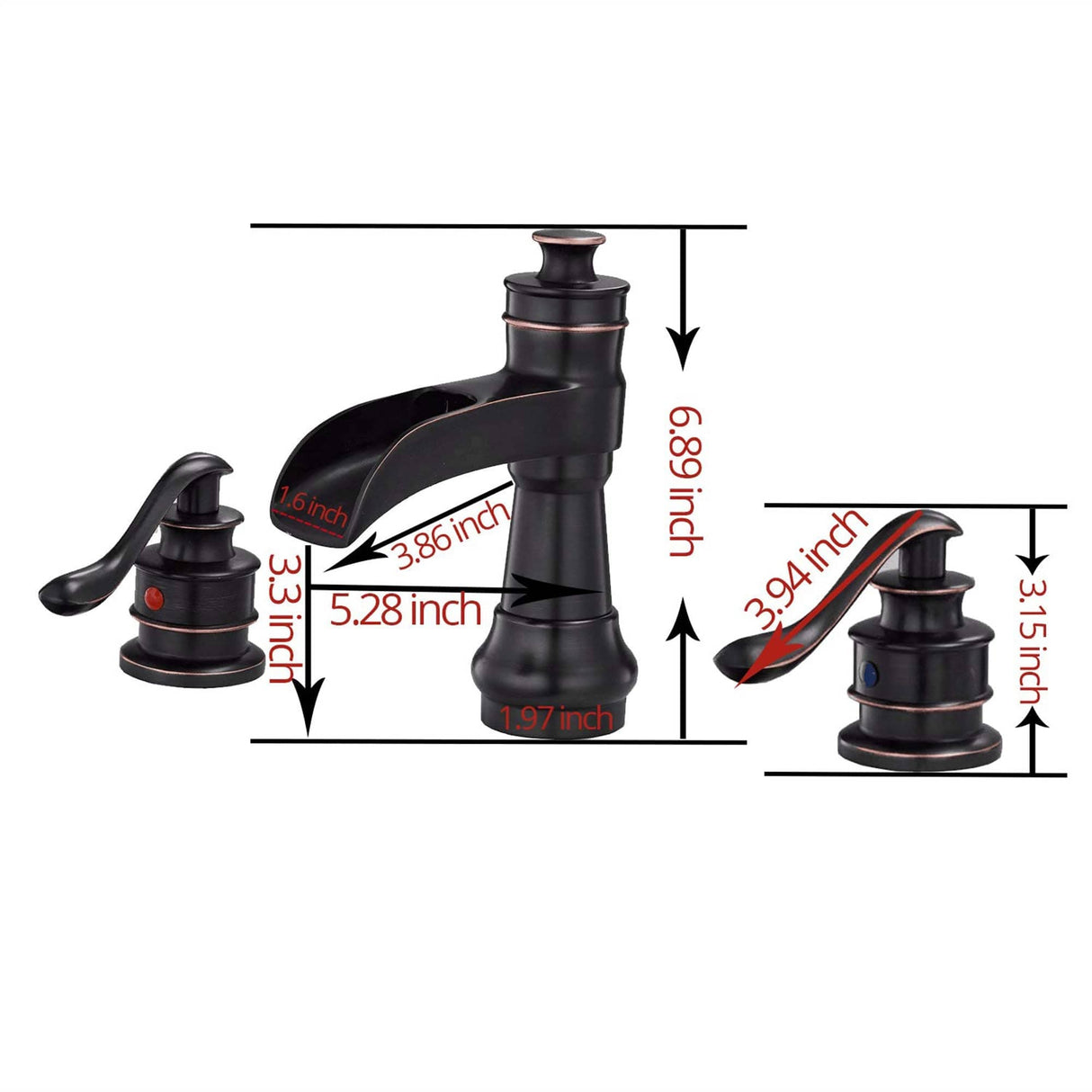 8 Inch Widespread Bathroom Faucet With Drain Assembly Double Handle Waterfall Bathroom Sink Faucets 3 Holes Elegent Basin Taps