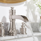 8 Inch Widespread Bathroom Faucet With Drain Assembly Double Handle Waterfall Bathroom Sink Faucets 3 Holes Elegent Basin Taps