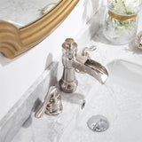 8 Inch Widespread Bathroom Faucet With Drain Assembly Double Handle Waterfall Bathroom Sink Faucets 3 Holes Elegent Basin Taps