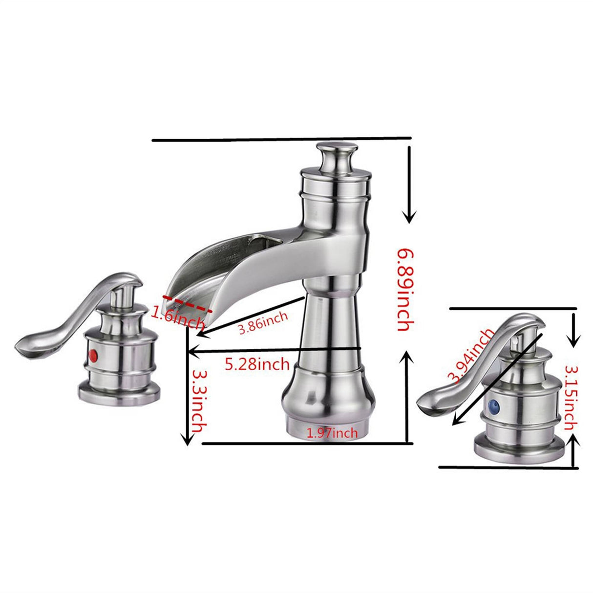 8 Inch Widespread Bathroom Faucet With Drain Assembly Double Handle Waterfall Bathroom Sink Faucets 3 Holes Elegent Basin Taps