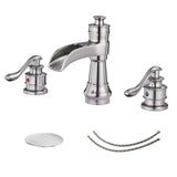 8 Inch Widespread Bathroom Faucet With Drain Assembly Double Handle Waterfall Bathroom Sink Faucets 3 Holes Elegent Basin Taps