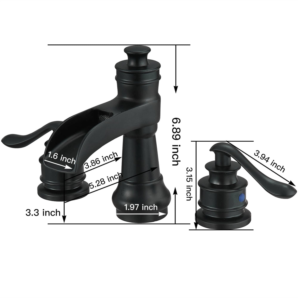 8 Inch Widespread Bathroom Faucet With Drain Assembly Double Handle Waterfall Bathroom Sink Faucets 3 Holes Elegent Basin Taps