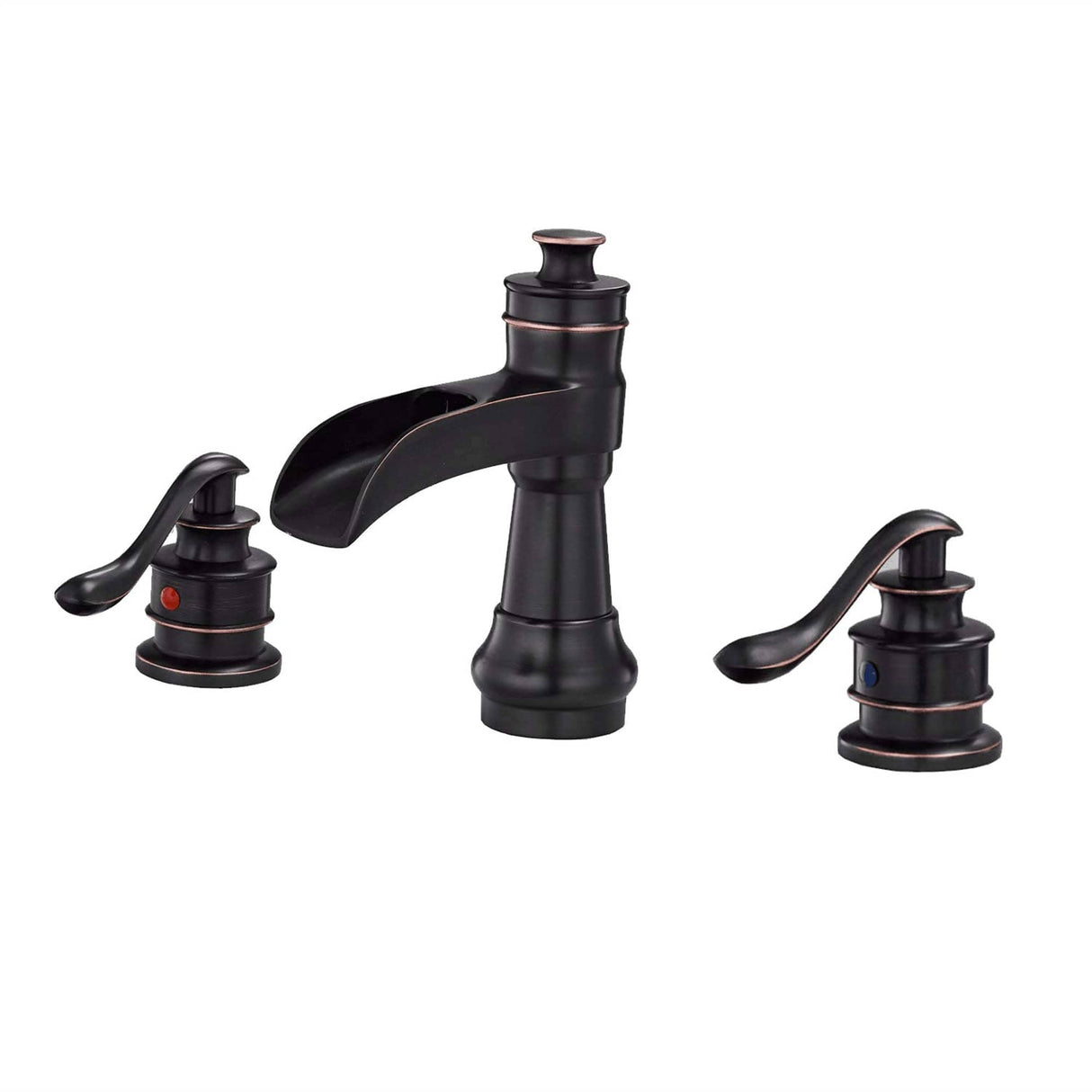 8 Inch Widespread Bathroom Faucet With Drain Assembly Double Handle Waterfall Bathroom Sink Faucets 3 Holes Elegent Basin Taps