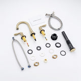 8 Inch Widespread Bathroom Faucet with Pop-up Drain Assembly Brushed Gold 3 Holes Bathroom Sink Faucet