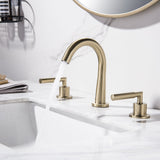 8 Inch Widespread Bathroom Sink Faucet Brushed Gold Bathroom Faucet 3 Holes Modern Double Handle Basin Vanity Taps With Valve