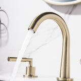 8 Inch Widespread Bathroom Sink Faucet Brushed Gold Bathroom Faucet 3 Holes Modern Double Handle Basin Vanity Taps With Valve