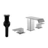 8 Inch Widespread Waterfall Bathroom Faucet with Drain Assembly Kit Modern Double Handle 3 Holes Bathroom Sink Basin Vanity Taps