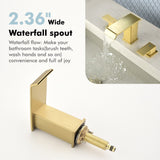 8 Inch Widespread Waterfall Bathroom Faucet with Drain Assembly Kit Modern Double Handle 3 Holes Bathroom Sink Basin Vanity Taps