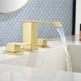 8 Inch Widespread Waterfall Bathroom Faucet with Drain Assembly Kit Modern Double Handle 3 Holes Bathroom Sink Basin Vanity Taps