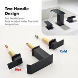 8 Inch Widespread Waterfall Bathroom Faucet with Drain Assembly Kit Modern Double Handle 3 Holes Bathroom Sink Basin Vanity Taps