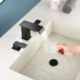8 Inch Widespread Waterfall Bathroom Faucet with Drain Assembly Kit Modern Double Handle 3 Holes Bathroom Sink Basin Vanity Taps