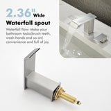 8 Inch Widespread Waterfall Bathroom Faucet with Drain Assembly Kit Modern Double Handle 3 Holes Bathroom Sink Basin Vanity Taps