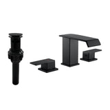 8 Inch Widespread Waterfall Bathroom Faucet with Drain Assembly Kit Modern Double Handle 3 Holes Bathroom Sink Basin Vanity Taps