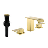 8 Inch Widespread Waterfall Bathroom Faucet with Drain Assembly Kit Modern Double Handle 3 Holes Bathroom Sink Basin Vanity Taps