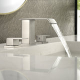 8 Inch Widespread Waterfall Bathroom Faucet with Drain Assembly Kit Modern Double Handle 3 Holes Bathroom Sink Basin Vanity Taps