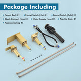 8 Inch Widespread Waterfall Bathroom Faucet with Drain Assembly Kit Modern Double Handle 3 Holes Bathroom Sink Basin Vanity Taps
