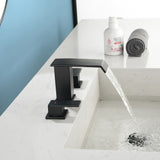 8 Inch Widespread Waterfall Bathroom Faucet with Drain Assembly Kit Modern Double Handle 3 Holes Bathroom Sink Basin Vanity Taps