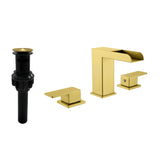8 Inch Widespread Waterfall Bathroom Faucet with Pop-up Drain Kit Modern Double Handle 3 Holes Bathroom Sink Basin Vanity Taps