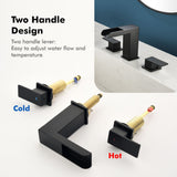 8 Inch Widespread Waterfall Bathroom Faucet with Pop-up Drain Kit Modern Double Handle 3 Holes Bathroom Sink Basin Vanity Taps