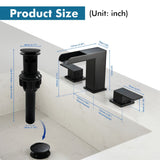 8 Inch Widespread Waterfall Bathroom Faucet with Pop-up Drain Kit Modern Double Handle 3 Holes Bathroom Sink Basin Vanity Taps