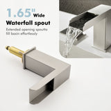 8 Inch Widespread Waterfall Bathroom Faucet with Pop-up Drain Kit Modern Double Handle 3 Holes Bathroom Sink Basin Vanity Taps