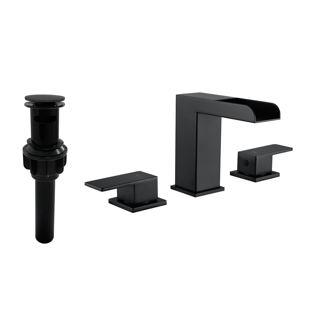 8 Inch Widespread Waterfall Bathroom Faucet with Pop-up Drain Kit Modern Double Handle 3 Holes Bathroom Sink Basin Vanity Taps