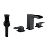 8 Inch Widespread Waterfall Bathroom Faucet with Pop-up Drain Kit Modern Double Handle 3 Holes Bathroom Sink Basin Vanity Taps