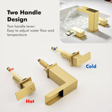 8 Inch Widespread Waterfall Bathroom Faucet with Pop-up Drain Kit Modern Double Handle 3 Holes Bathroom Sink Basin Vanity Taps