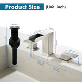8 Inch Widespread Waterfall Bathroom Faucet with Pop-up Drain Kit Modern Double Handle 3 Holes Bathroom Sink Basin Vanity Taps