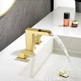 8 Inch Widespread Waterfall Bathroom Faucet with Pop-up Drain Kit Modern Double Handle 3 Holes Bathroom Sink Basin Vanity Taps