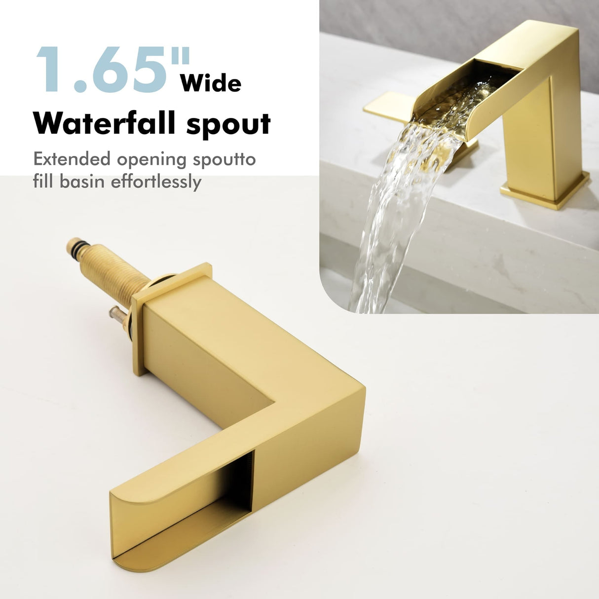 8 Inch Widespread Waterfall Bathroom Faucet with Pop-up Drain Kit Modern Double Handle 3 Holes Bathroom Sink Basin Vanity Taps