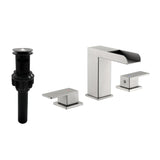 8 Inch Widespread Waterfall Bathroom Faucet with Pop-up Drain Kit Modern Double Handle 3 Holes Bathroom Sink Basin Vanity Taps