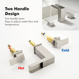 8 Inch Widespread Waterfall Bathroom Faucet with Pop-up Drain Kit Modern Double Handle 3 Holes Bathroom Sink Basin Vanity Taps