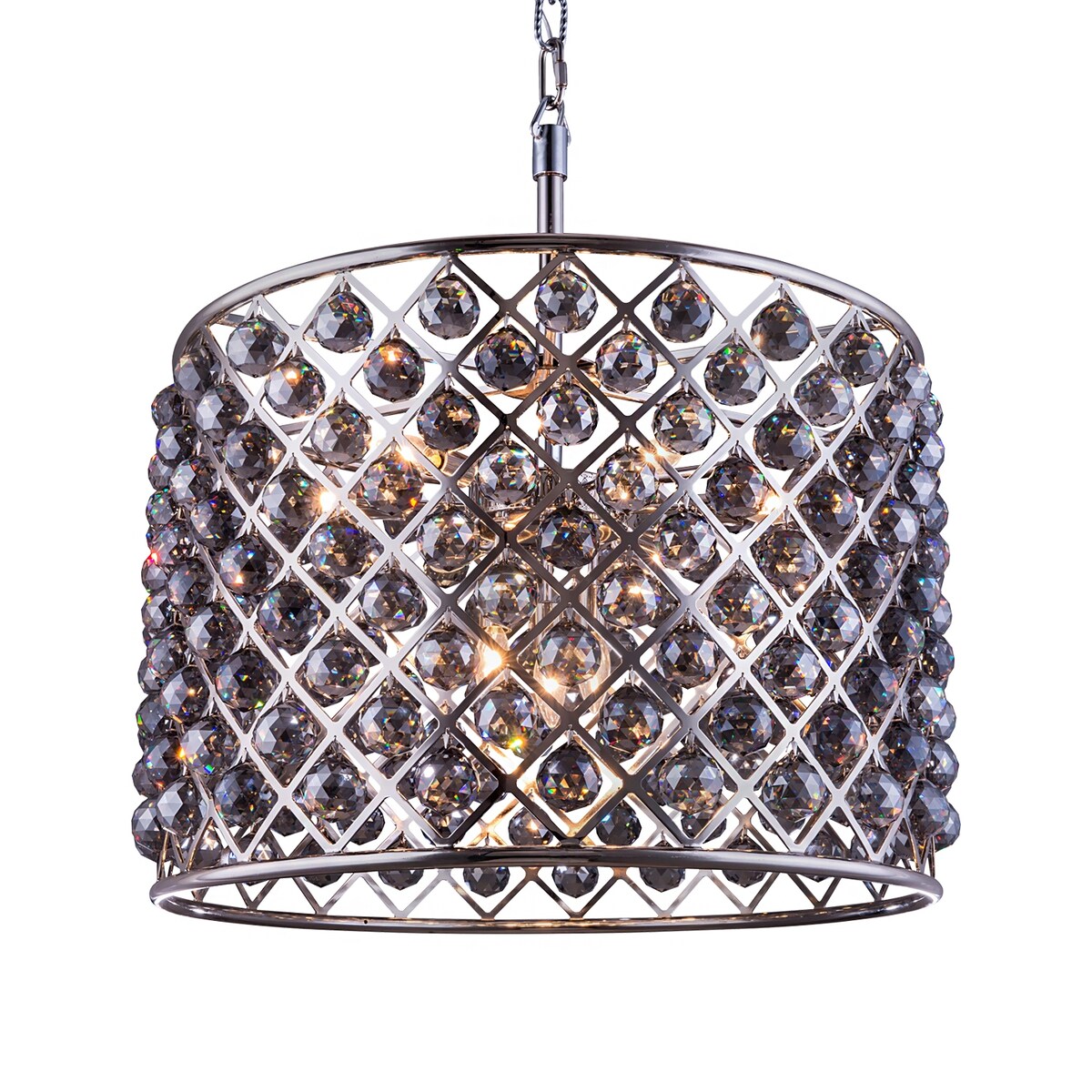 8 Light 27.5" Polished Nickel Smoke Crystal Chandelier - 21.00