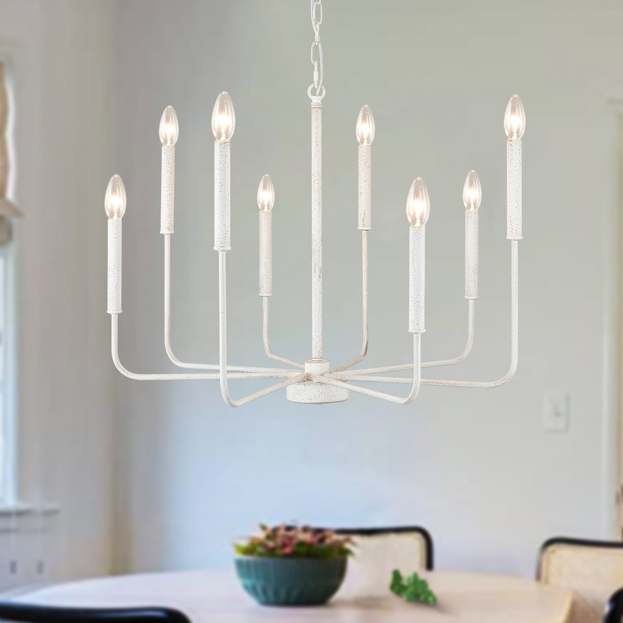Farmhouse Chandelier, 8-Light Classic Candle Metal Chandelier for Dining Room Living Room Bedroom Kitchen - W26.96"x H34.44"