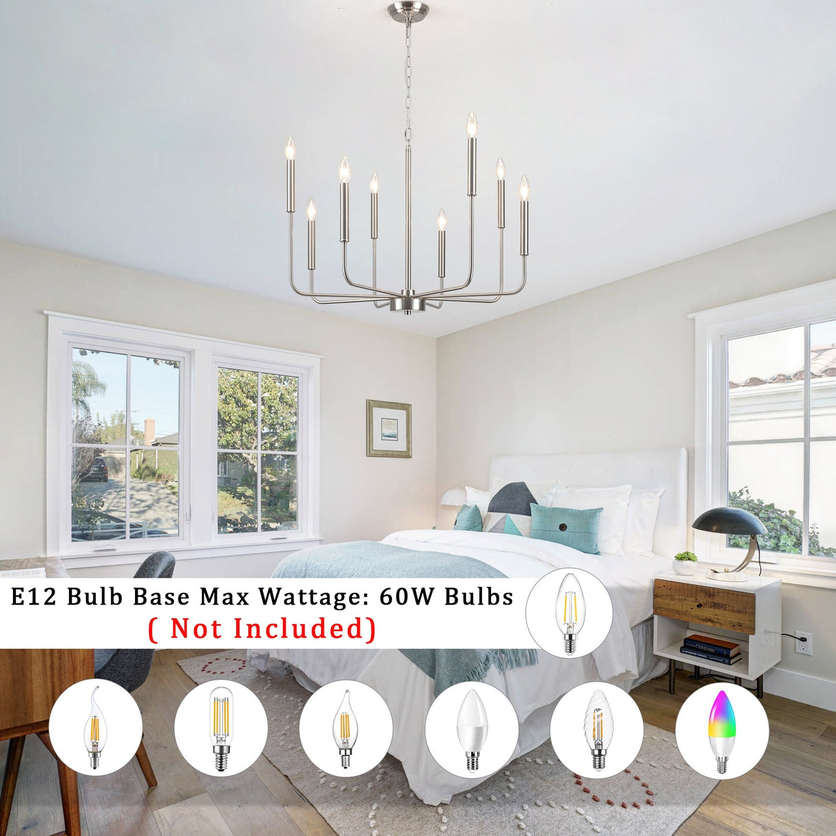 Farmhouse Chandelier, 8-Light Classic Candle Metal Chandelier for Dining Room Living Room Bedroom Kitchen - W26.96"x H34.44"