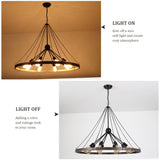 8-Light Sputnik Sphere Chandelier, Farmhouse Wagon Wheel Chandelier for Dining Living Room - 35.43'' D x 24.41'' H