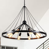 8-Light Sputnik Sphere Chandelier, Farmhouse Wagon Wheel Chandelier for Dining Living Room - 35.43'' D x 24.41'' H