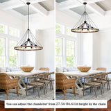 8-Light Sputnik Sphere Chandelier, Farmhouse Wagon Wheel Chandelier for Dining Living Room - 35.43'' D x 24.41'' H