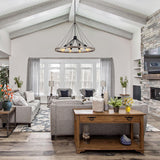 8-Light Sputnik Sphere Chandelier, Farmhouse Wagon Wheel Chandelier for Dining Living Room - 35.43'' D x 24.41'' H