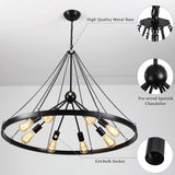 8-Light Sputnik Sphere Chandelier, Farmhouse Wagon Wheel Chandelier for Dining Living Room - 35.43'' D x 24.41'' H